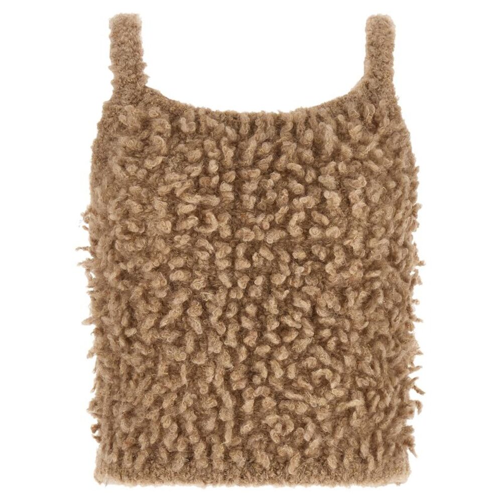 Peserico Beige Wool Sleeveles Women's Sweater